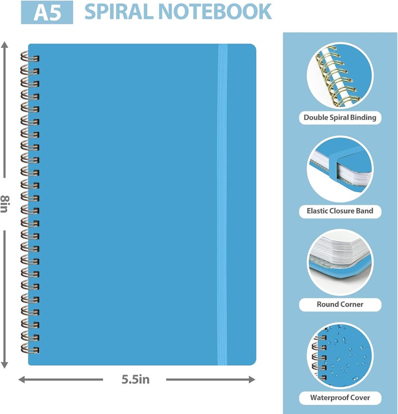VALOME Journaling Notebooks, A5 Lined Spiral Notebook for Women & Men, 146 Pages College Ruled Hardcover Note Book for Work, Note Taking, Journaling, School, Writing (Bright Blue) - Image 2